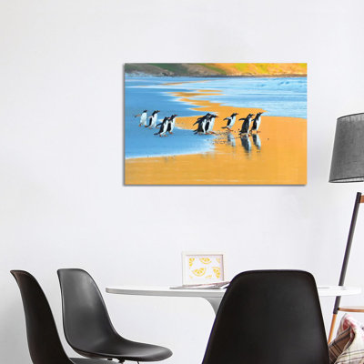 Early Birds - Gentoo Penguins Going Fishing by Elmar Weiss - Wrapped Canvas Painting