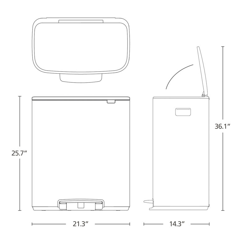 Matte Black Dual Compartment Pedal Kitchen Trash Can