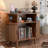Round Record Player Stand With Charging Station, Turntable Stand Table With Open Storage, Audio Rack-1412725777