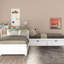 Lit plateforme simple en L en blanc avec lit gigogne, tiroirs et bureau - et disposition fonctionnelle durable-506152152