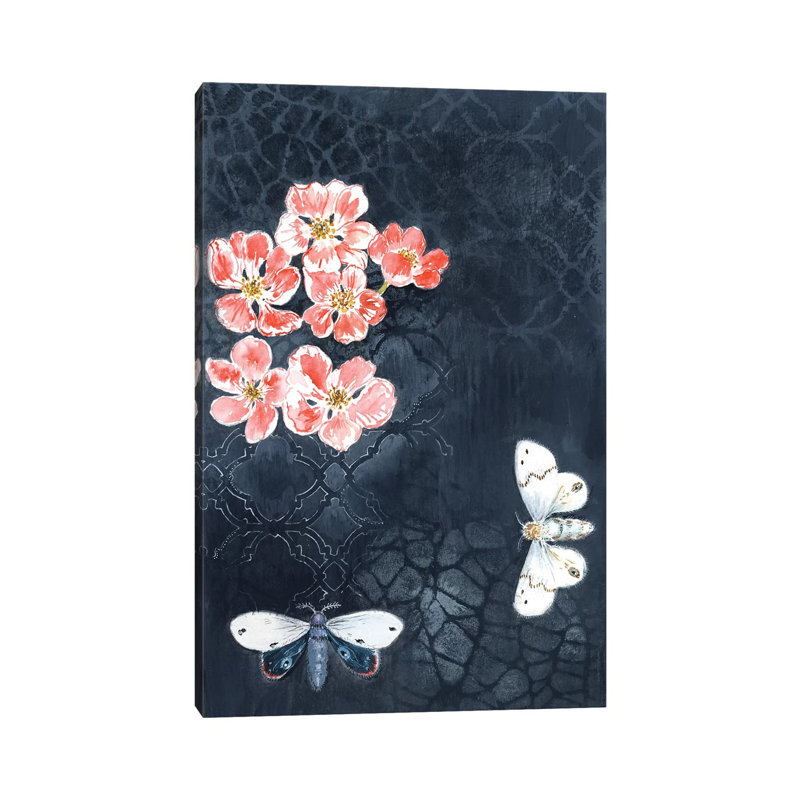 Night Moths by Miri Eshet - Painting on Canvas, 20.32 cm H x 30.48 cm W, Wrapped Canvas