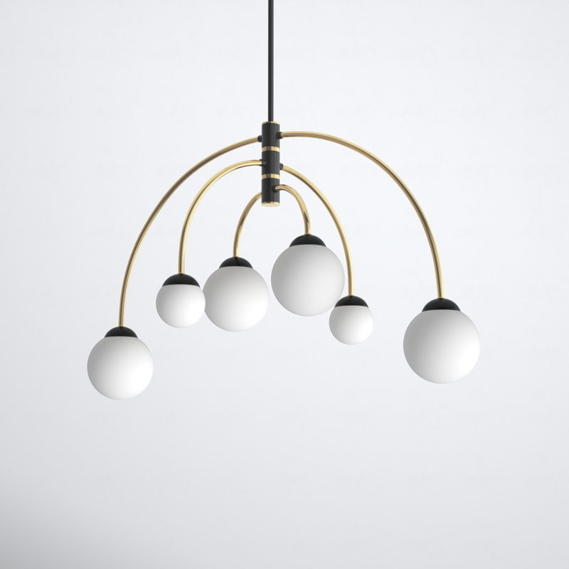 Everard 6-Light Chandelier in Matte Black/Brass, Matte Black/Brass