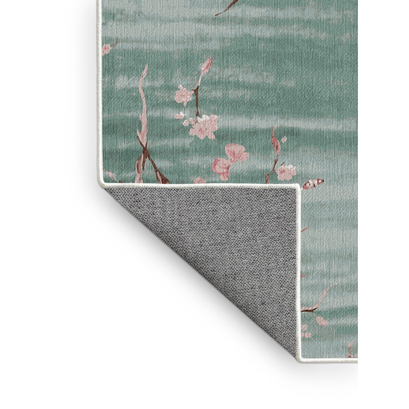 Machine Washable Green Area Rug, Rectangle 4' x 6'