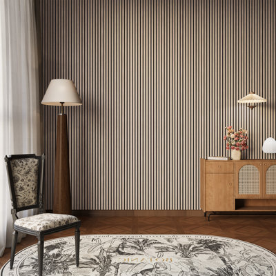 2 PCS 94"L x 24"W Acoustic Slat Wall Panels, Eco-Wood Look for Home/Office Wall & Ceiling (31.34 sq. ft.)