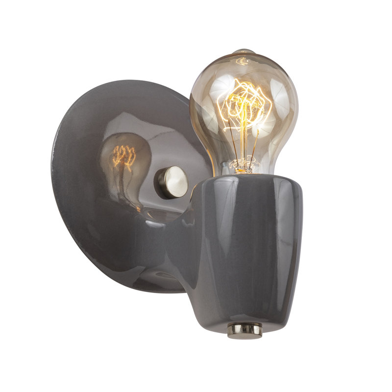 Ceramic Armed Sconce, Gloss Grey Brass, Polished Brass