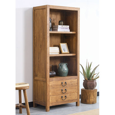 Vitrine 27,56 "en bois massif brun standard et armoires en porcelaine
