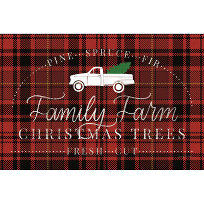 «Vintage Christmas VII Plaid» par Becky Thorns - art textuel sur toile tendue