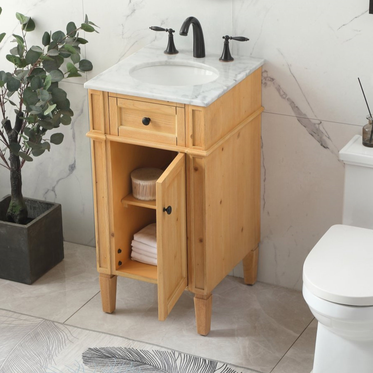 Rivers 18'' Single Bathroom Vanity, Natural Wood