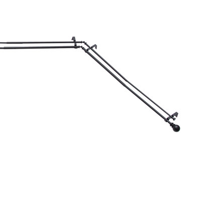 Ball End Bay Window Double Curtain Rod, 78-144" Adjustable Length: 22-37" Sides, 28-72" Center, Steel