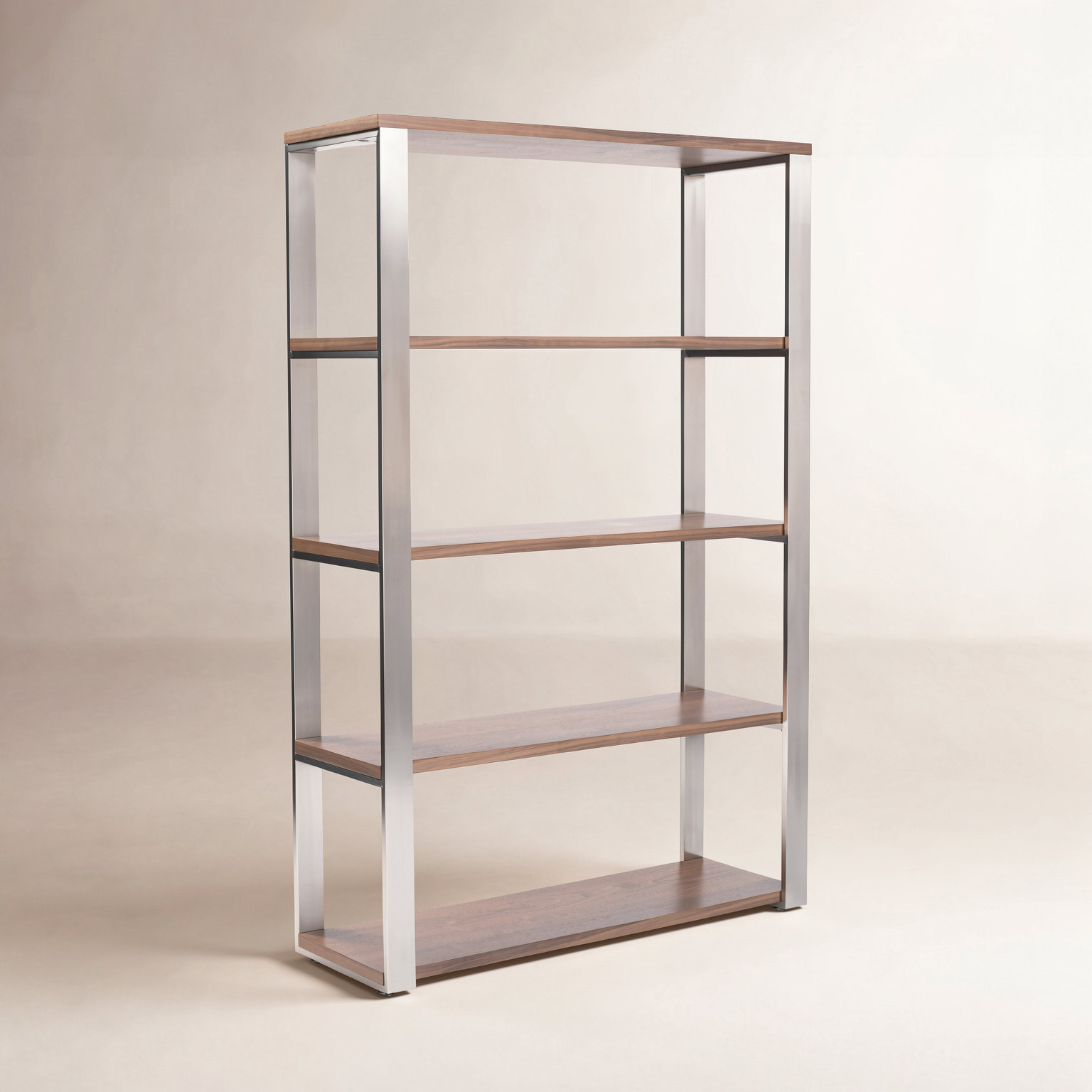 Kenyon Shelving Unit, Silver/Walnut
