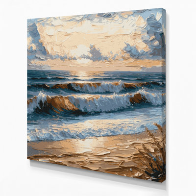 «Coastal Evening Beach», art mural sur toile grise