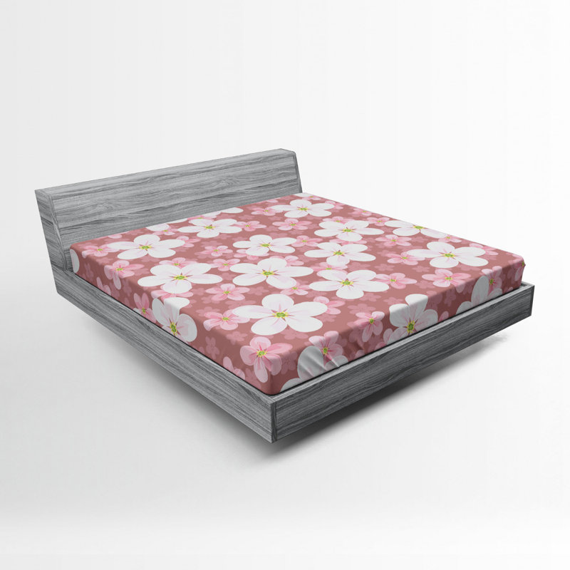 Microfiber Floral Fitted Sheet, Full/Double Fitted Sheet