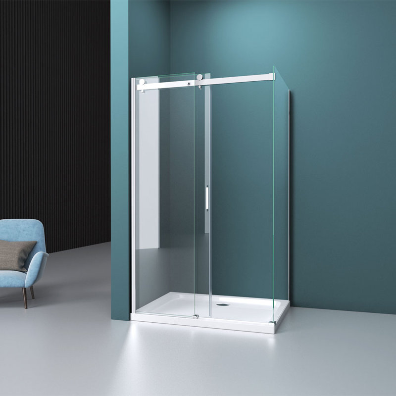Durovin 1400x800mm Frameless Sliding Shower Enclosure With Shower Tray