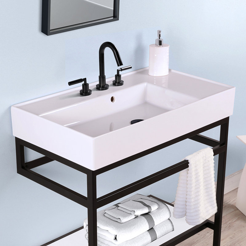 Cigno Widespread Bathroom Faucet with Drain Assembly, Matte Black
