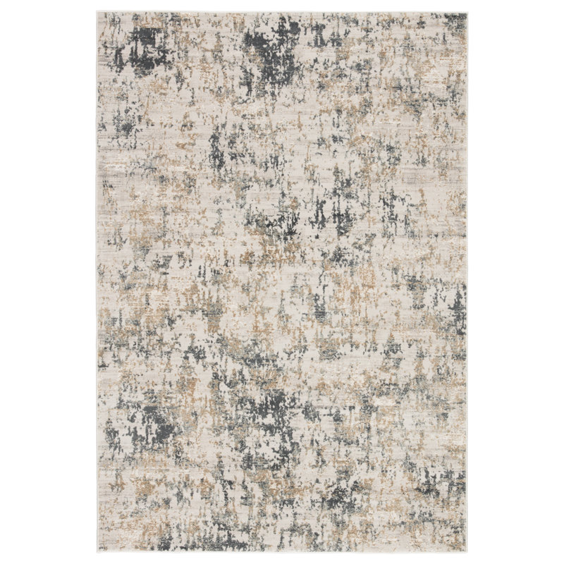 Tapis abstrait blanc, Rectangle 3 pi 11 po x 5 pi 11 po