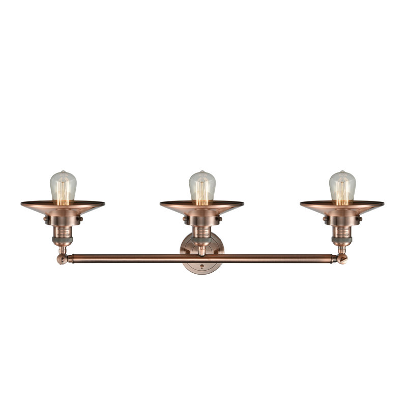 Éclairage pour meuble-lavabo 3 lumières Shauna Railroad, Cuivre antique, Cuivre antique