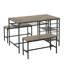 Ensemble de table de salle à manger 3 pièces pour 4 personnes avec porte-bouteilles et bancs, ensemble de tables de cuisine peu encombrantes avec tablettes de rangement pour petits espaces, gris-129674804-129674810-129674806-129674808