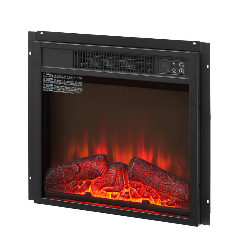 Electric Fireplace Insert 18" 1400W 120V ,Equipped With Remote Control, Ultra Thin Heater With Log Set & Realistic Flame