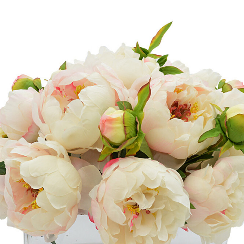 Peony Arrangement In Oblong Glass Vase