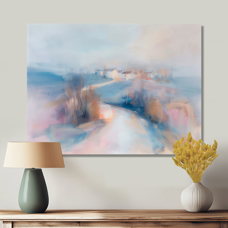 Gris, rose, minimalisme, village, mirage III - ferme, décoration murale, Toile tendue, 40" H x 60" W