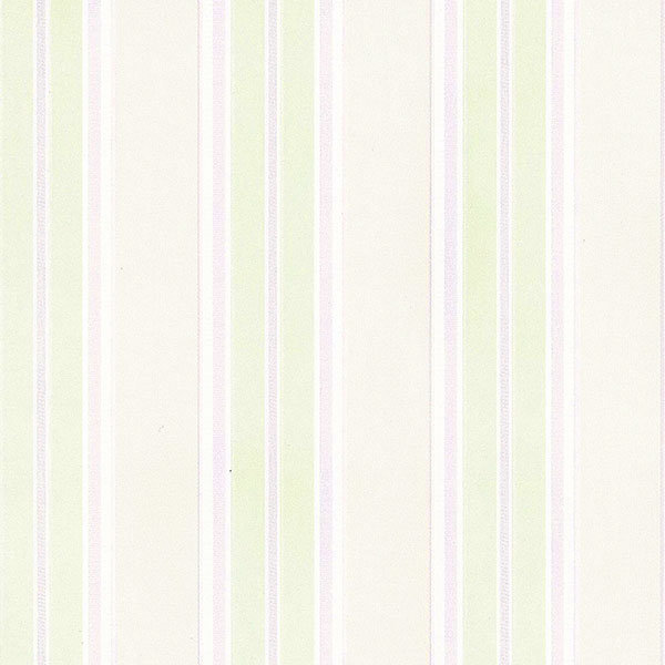 Papier peint à rayures classique 32,7 pi x 20,5 po Vili, Mauve / vert / jaune doux