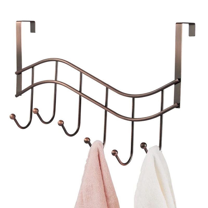 Heavy Duty Over The Door Hanger Hanging Rack 6 Hooks Organizer, Brown