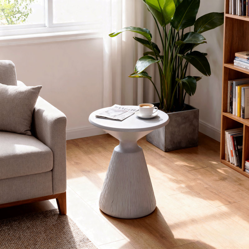 Tables de bout d'extérieur en ciment pour le patio, table d'appoint de jardin, petite table d'appoint ronde pour l'extérieur, tabouret de jardin en forme de souche d'arbre pour l'intérieur et l'extérieur
