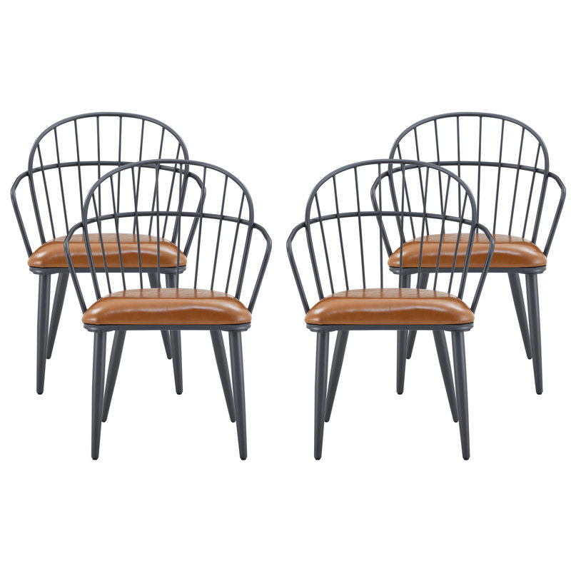 Abreha Faux Leather Upholstered Dining Chairs, 4
