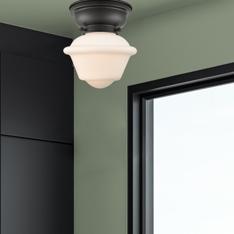 Baptiste Glass Flush Mount, Matte White, No Bulb Included, Matte Black