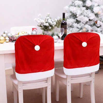 Housses de chaise de salle à manger de Noël - Multi-design - Ensemble de 4, extensible, élastique, décoration de fête