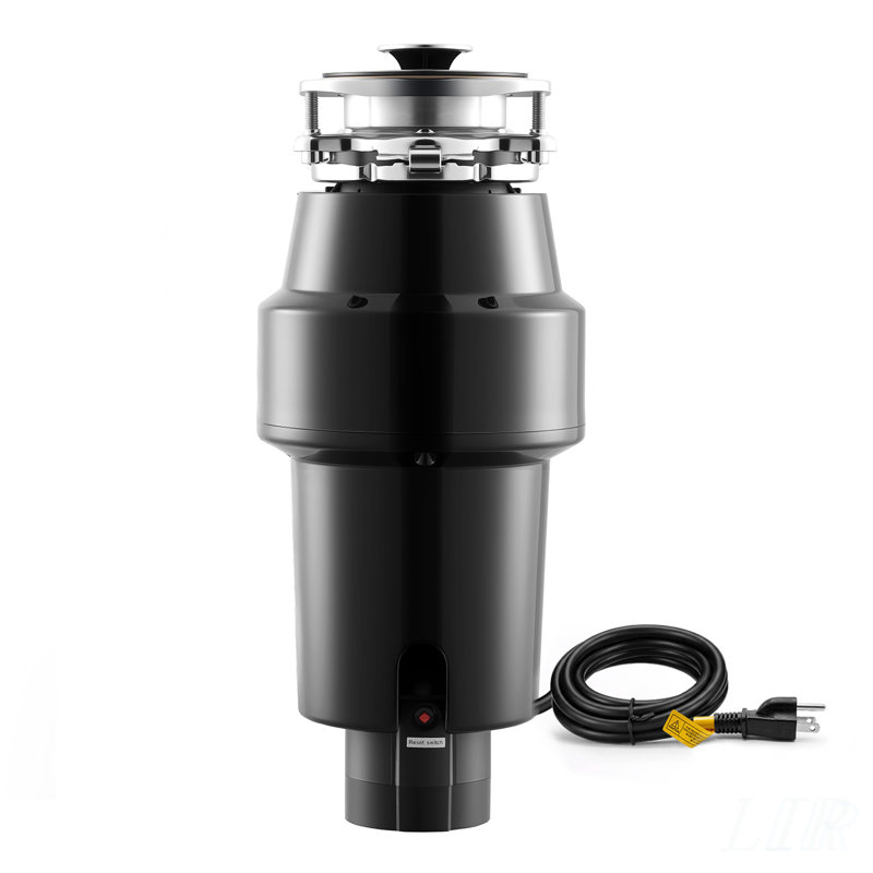 Powerful 1HP 3700RPM DC Motor Continuous Feed Kitchen Sink Garbage Disposer with 3-Bolt Mount and Splash Guard