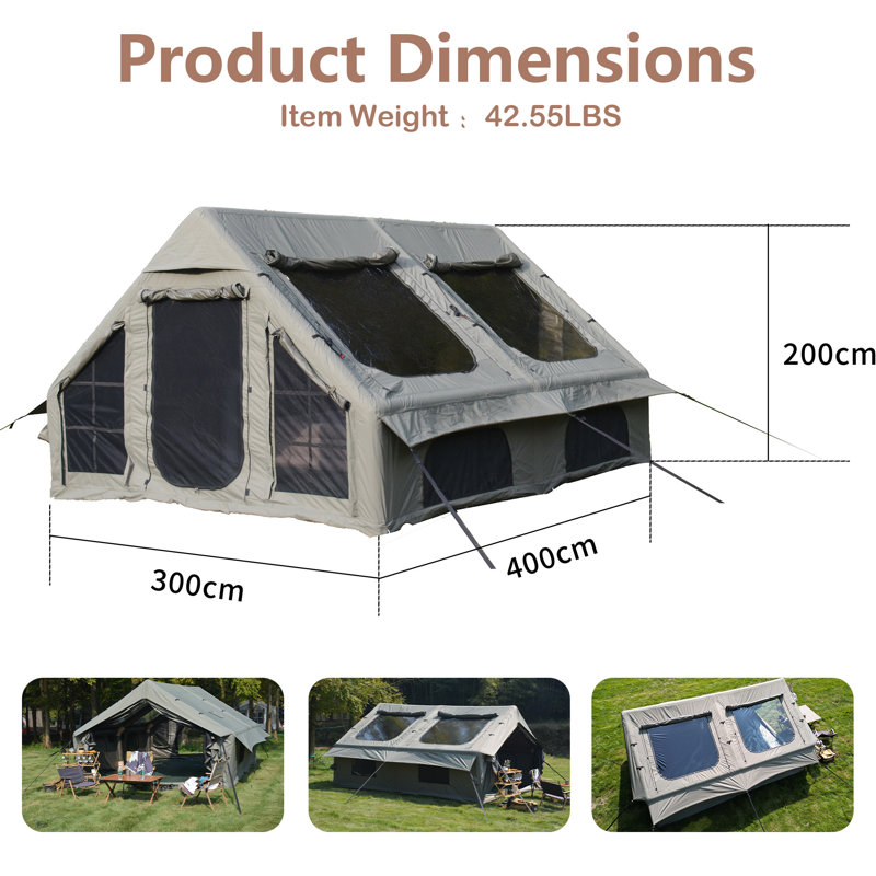 Tente de camping gonflable avec pompe, Vert