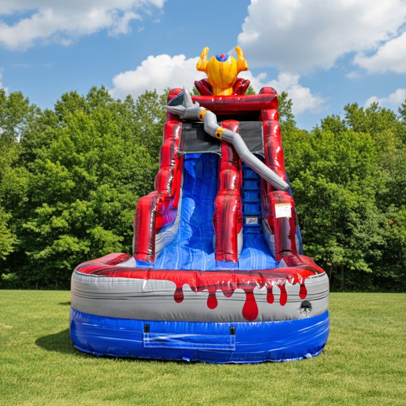 JumpOrange 15 FT Queen Commercial Grade Water Slide with Pool (with Blower)