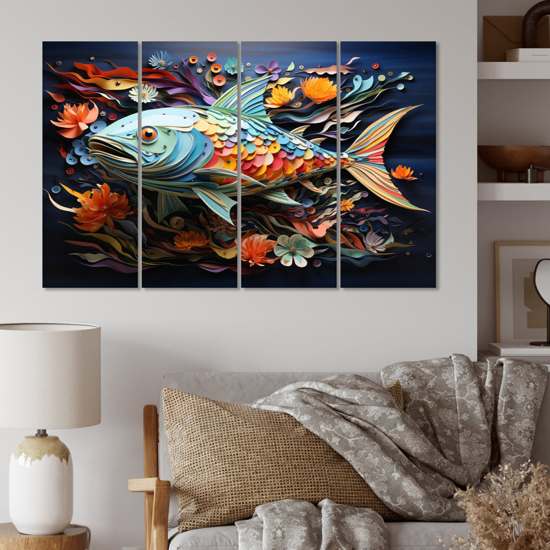 Fishing Whale Of Colors IV Sports Wall Decor on Metal