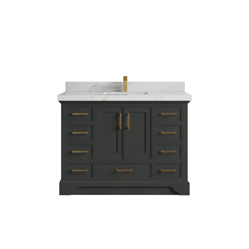 Charlotte 48'' Single Bathroom Vanity with Top, Calacatta Sienna