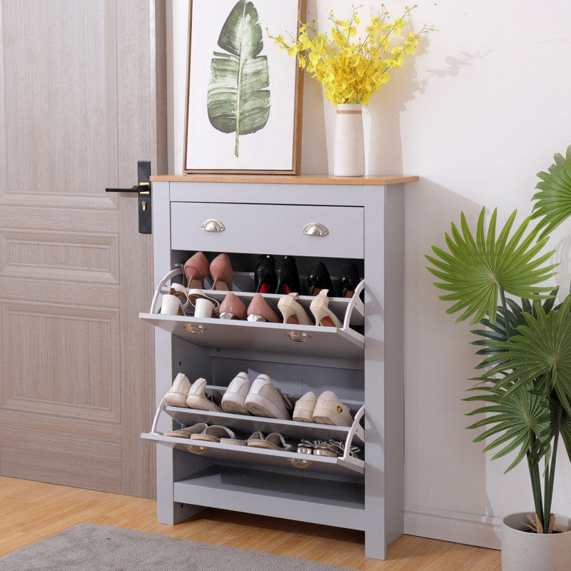 12 Pair Shoe Storage Cabinet, Grey