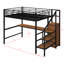Metal Full Loft Bed With Wardrobe And LED Light-551517334