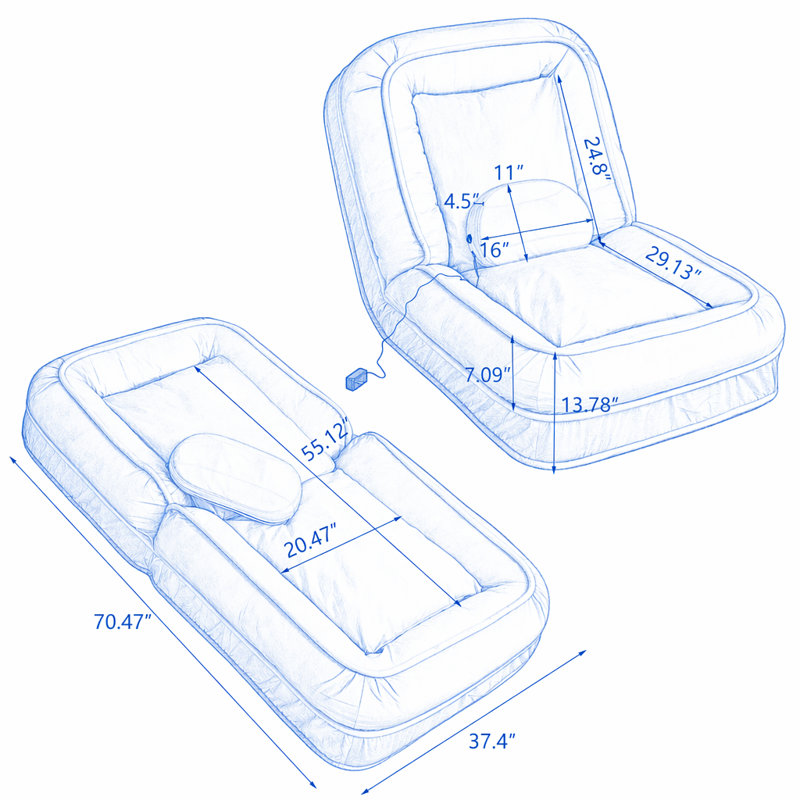 Lit rembourré pour chien pour adultes et animaux de compagnie, avec 5 positions réglables et coussin de massage, canapé de sol avec 2 coussins moelleux