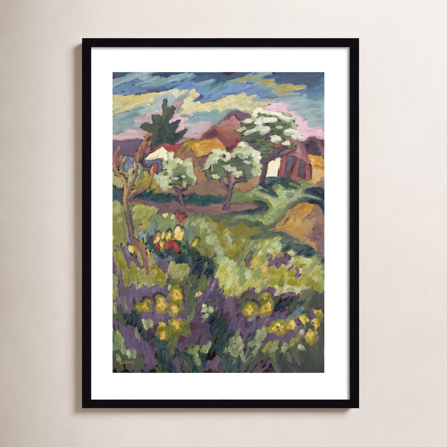 Garden of My Childhood Print, Black, 33" H x 25" W x 1" D