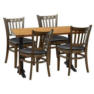 Jessica 4 - Person Solid Wood Solid Wood Top Double Pedestal Dining Set