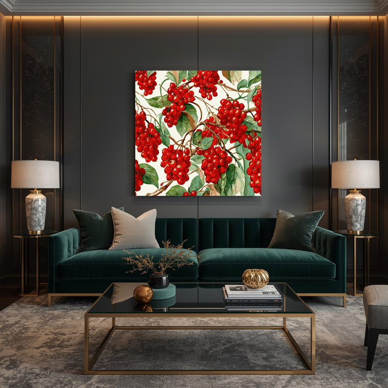 «Fruit Arbutus Berry», art mural sur toile rouge, H 12 po x l 12 po