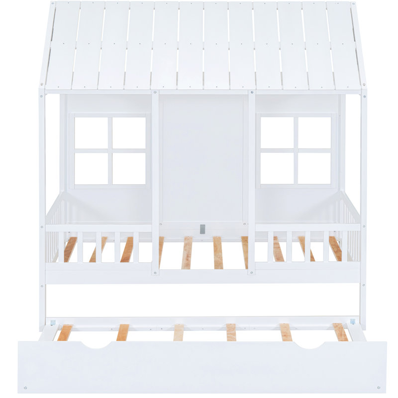 Lit de jour blanc en bois avec couchette simple - ludique et élégant