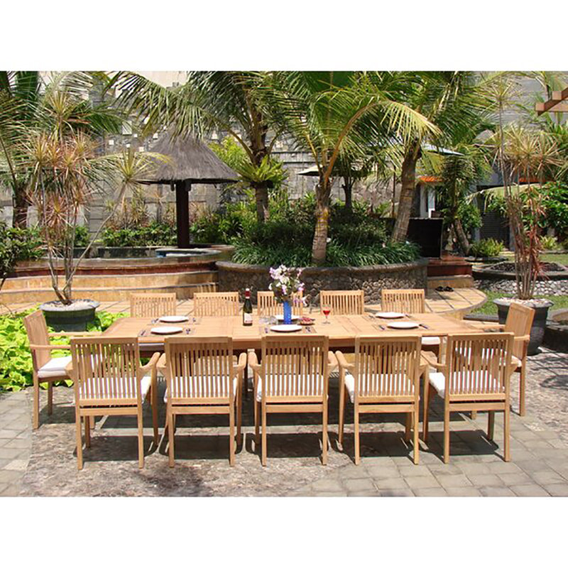 Ensemble repas 11 pièces teck luxueux Hangah, 12