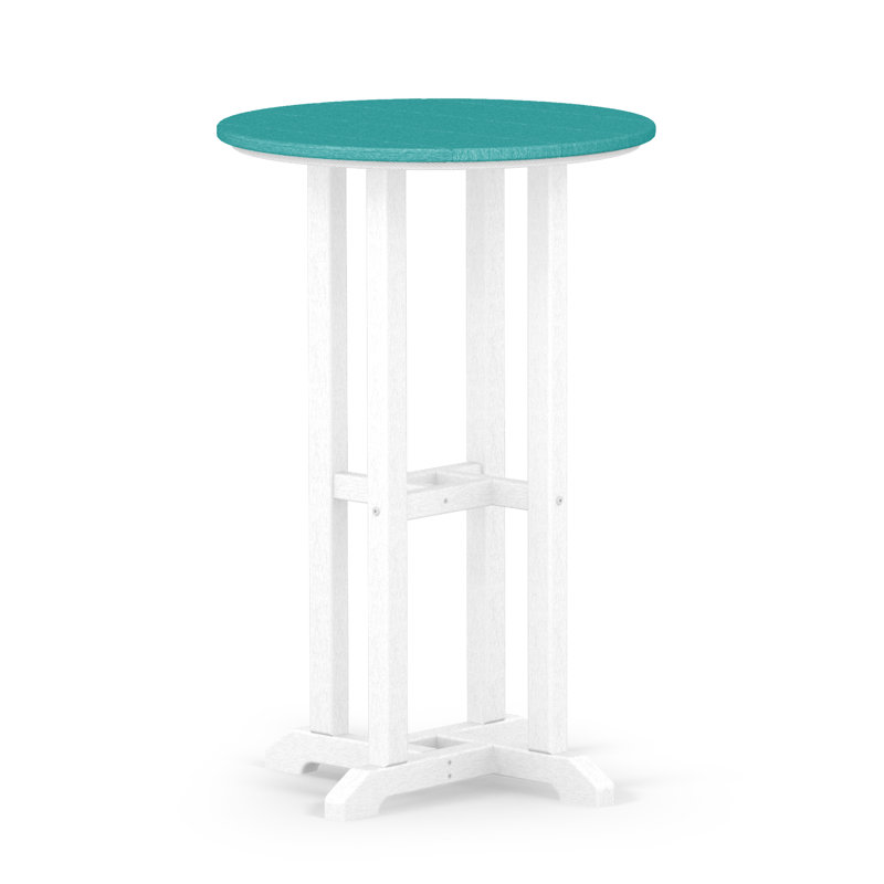 POLYWOOD Tables Round Dining Table, White / Aruba, 29" H x 24" W x 24" L