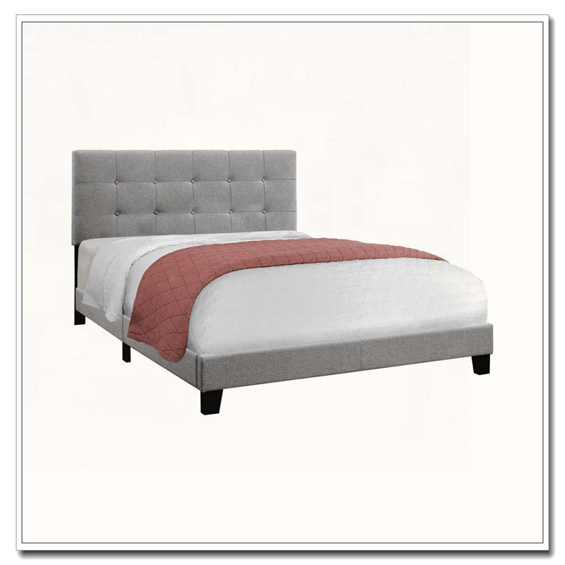 Upholstered Platform Bed, Gray, Queen