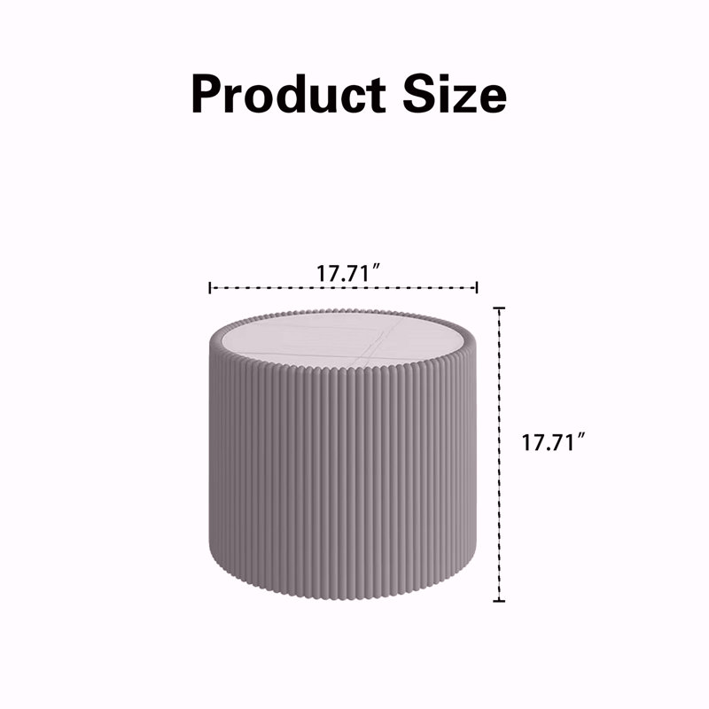 Table basse moderne en cuir fritté avec dessus en pierre, Gris