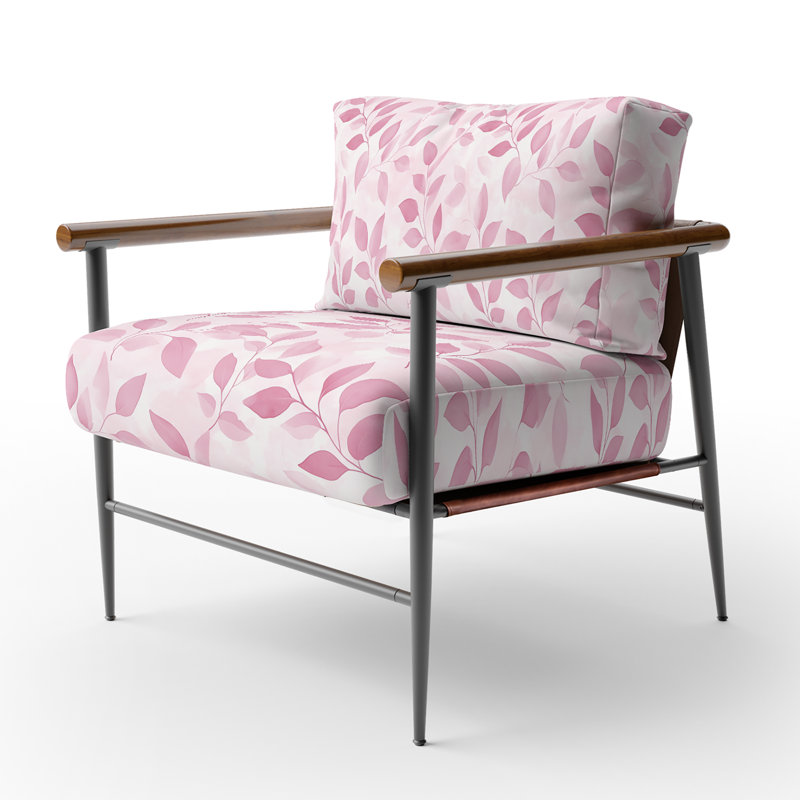 Chaise rembourrée Floral, Bras ronds bruns