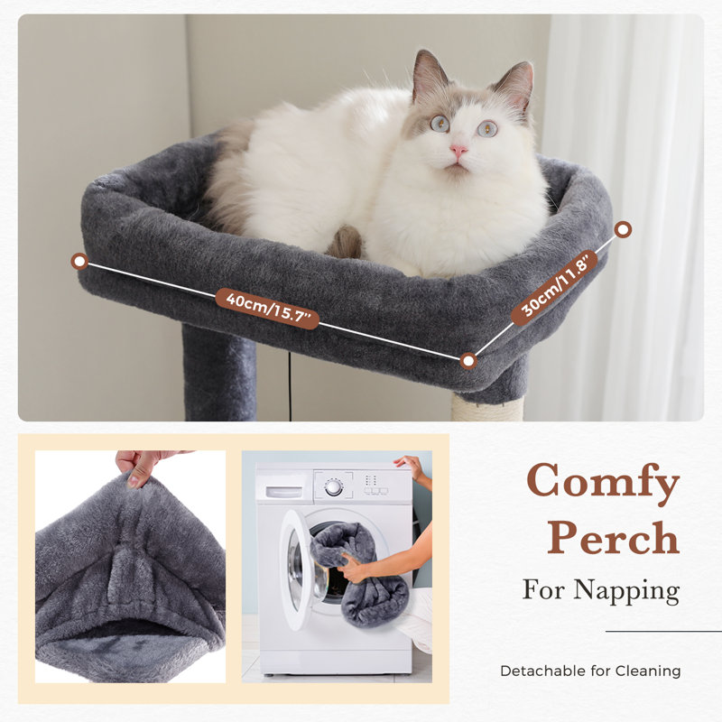 Ephie Multi-Level Tall Cat Tree Cat Tower for Indoor Cats, Dark Gray, 60" H x 21" W x 19" D