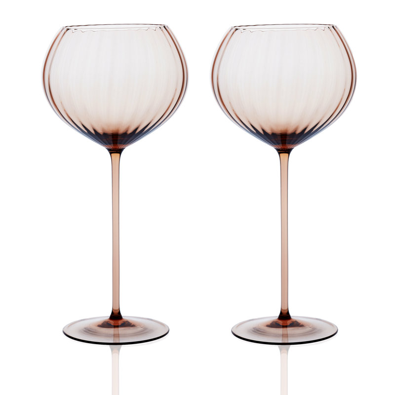 Quinn Handmade Crystal Red Wine Glass, Amber