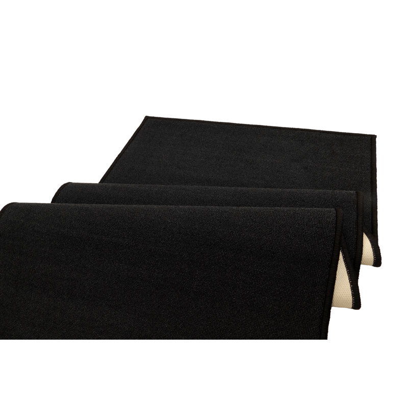 Solid Color Black with Slip Resistant Low Pile Rug, Runner 2'2" x 6'
